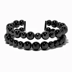 Bracelet manchette boule couleur hématite