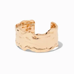 Bracelet manchette texturé couleur dorée