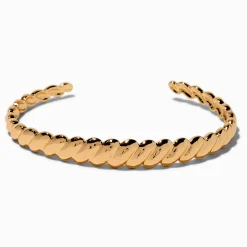Bracelet manchette tressé couleur dorée