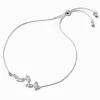 Bracelet réglable feuille en zircon cubique couleur argentée