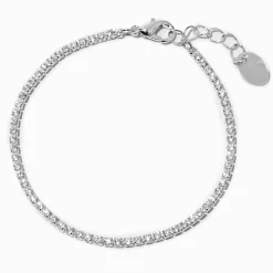 Bracelet tennis avec zircon cubique d'imitation couleur argentée