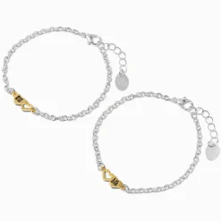 Bracelets à breloques cœur Big Sis & Lil Sis best friends - Lot de 2