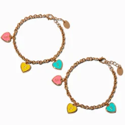 Bracelets à breloques cœurs best friends - Lot de 2