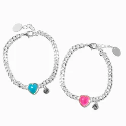 Bracelets à breloques d'humeur cœur best friends - Lot de 2