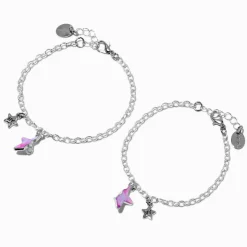 Bracelets à breloques étoile fendue couleur argentée best friends - Lot de 2