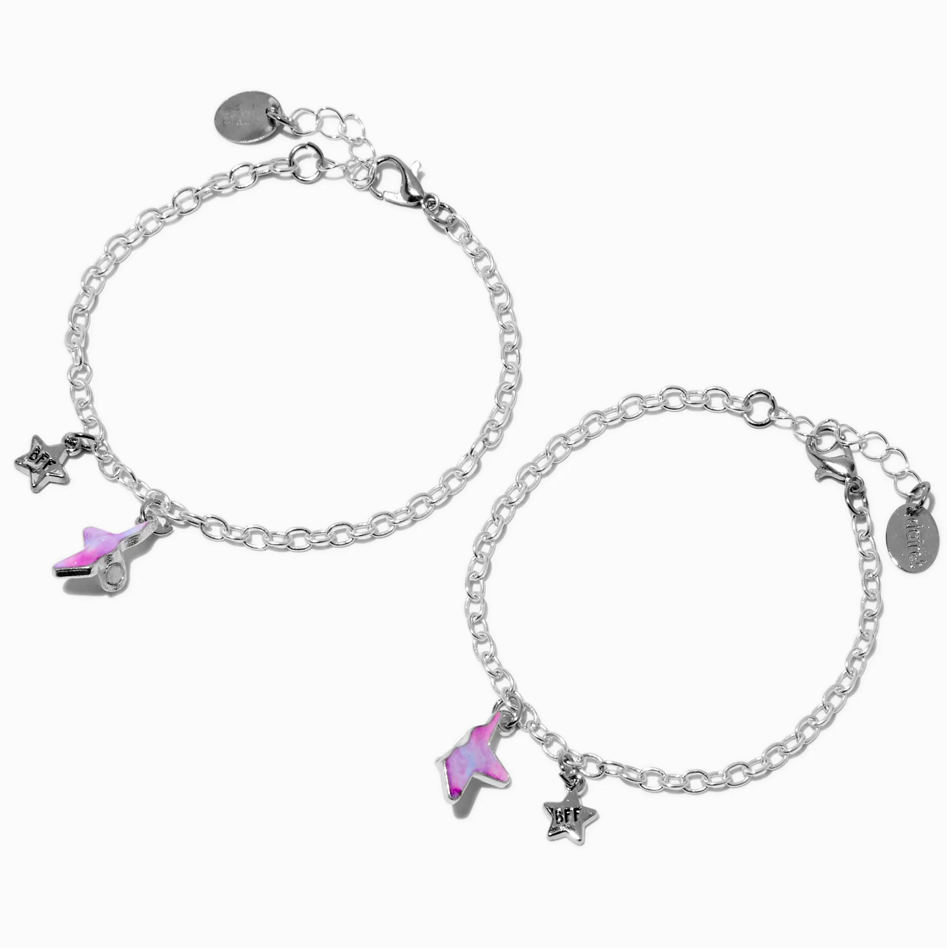 Bracelets à breloques étoile fendue couleur argentée best friends - Lot de 2