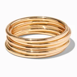 Bracelets bangle épais couleur dorée - Lot de 5