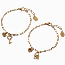 Bracelets cadenas et clé couleur dorée Best Friends - Lot de 2