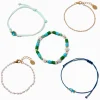 Bracelets coquillage et poisson couleur turquoise - Lot de 5