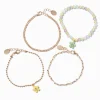 Bracelets couleur dorée fleur pastel effet mat - Lot de 4