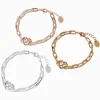 Bracelets cœur symbole de l’infini en métaux mixtes best friends - Lot de 3