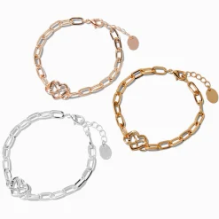 Bracelets cœur symbole de l’infini en métaux mixtes best friends - Lot de 3