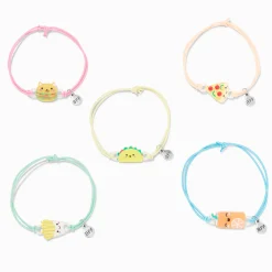 Bracelets d’amitié réglables petits animaux adorables et nourriture - Lot de 5