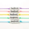 Bracelets d’amitié réglables plaques métalliques aux tons pastel - Lot de 5