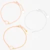 Bracelets de chaîne cœur ajouré en métaux mixtes - Lot de 3