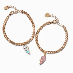 Bracelets de chaîne gourmette cœur fendu qui changent de couleur en fonction de l’exposition aux UV Best Friends - Lot de 2