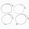 Bracelets de chaîne perle d'imitation et cœur couleur argentée - Lot de 4