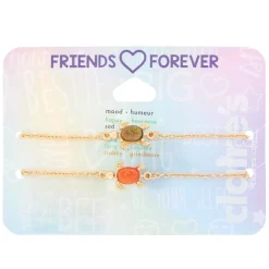Bracelets d'humeur et d'amitié avec chaîne et tortue couleur dorée - Lot de 2