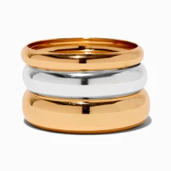 Bracelets fins bangle épais en métaux mixtes - Lot de 3