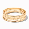 Bracelets fins bangle texturés couleur dorée - Lot de 10