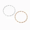Bracelets fins bangle torsadés en métaux mixtes - Lot de 2