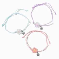 Bracelets floraux en relief pastel best friends - Lot de 3