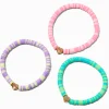 Bracelets élastiques à breloque cœur perlés best friends - Lot de 3