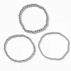 Bracelets élastiques boule de tailles graduelles en acier inoxydable couleur argentée - Lot de 3