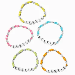 Bracelets élastiques en billes arc-en-ciel best friends - Lot de 5