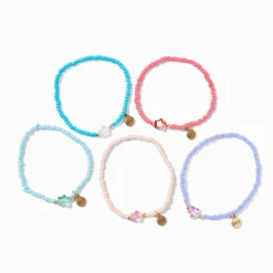 Bracelets élastiques en perles de rocaille étoiles pastel best friends - Lot de 5