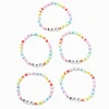Bracelets élastiques en perles de rocaille arc-en-ciel best friends - Lot de 5