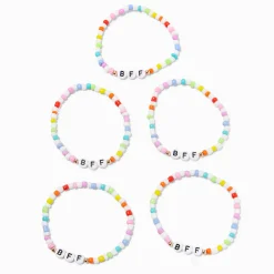 Bracelets élastiques en perles de rocaille arc-en-ciel best friends - Lot de 5