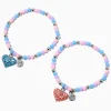 Bracelets élastiques en perles de rocaille cœurs pailletés best friends - Lot de 2