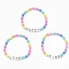 Bracelets élastiques mot perlés arc-en-ciel Claire's Club - Lot de 3
