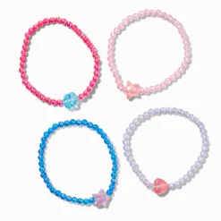 Bracelets élastiques perles de rocaille tons de joyaux holographiques Claire's Club - Lot de 4