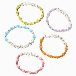 Bracelets élastiques perlés jours de la semaine - Lot de 5