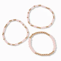 Bracelets élastiques perlés rose tendre - Lot de 3