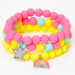 Bracelets élastiques perlés mats arc-en-ciel Claire's Club - Lot de 3