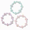 Bracelets élastiques perlés cœur pastel phosphorescents Claire's Club - Lot de 3