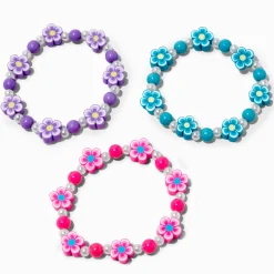 Bracelets élastiques perlés fleurs pâte fimo Claire's Club - Lot de 3