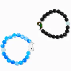 Bracelets élastiques perlés yin et yang best friends - Lot de 2