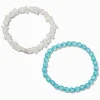 Bracelets élastiques perlés avec billes bleues et étoiles iridescentes - Lot de 2