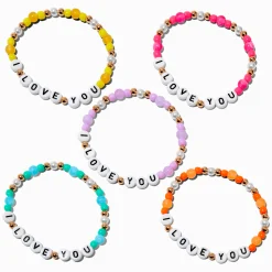 Bracelets élastiques perlés « I Love You » best friends - Lot de 5