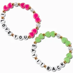 Bracelets élastiques perlés « I Love You » et « Say It Back » best friends - Lot de 2
