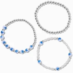 Bracelets élastiques rococo roses bleues - Lot de 3
