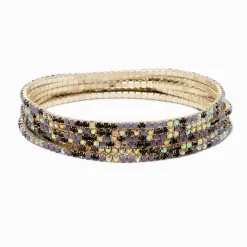 Bracelets élastiques strass iridescents opalescents - Lot de 6