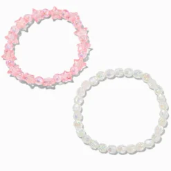 Bracelets élastiques étoiles iridescentes roses - Lot de 2