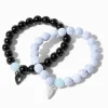 Bracelets perlés cœur fendu en deux effet marbré best friends - Lot de 2