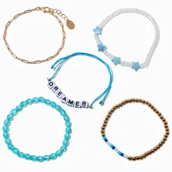 Bracelets perlés « Dreamer » bleus - Lot de 5