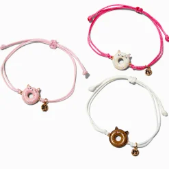 Bracelets réglables chat donut best friends - Lot de 3